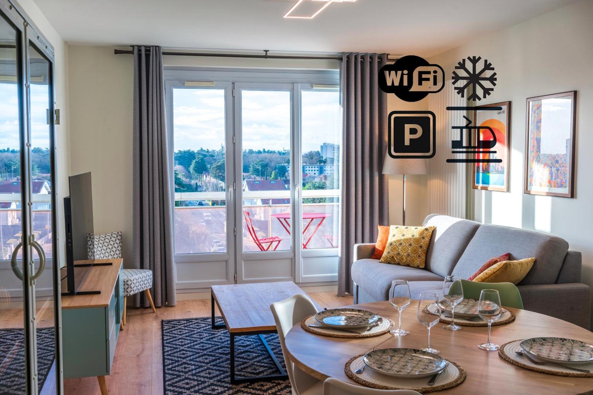Ferienwohnung T2 De Standing Climatise Avec Parking Prive, Tram T2 T5, Hopitaux Est Bron Exterior foto
